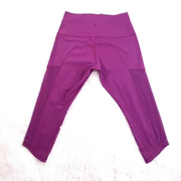 Lululemon Hot To Street Regal Plum Mesh Skinny 10 Crop Legging - Rare - Picture 3 of 8